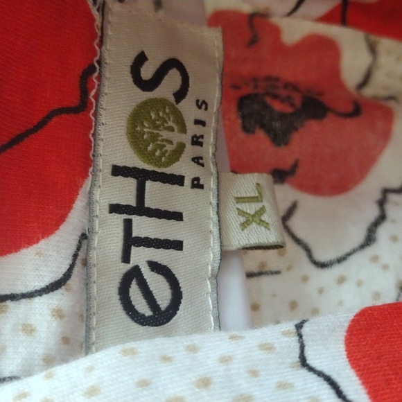 Ethos Paris Organic cotton Cap sleeve Poopy print Knit top and Infinity Scarf. - Picture 3 of 7